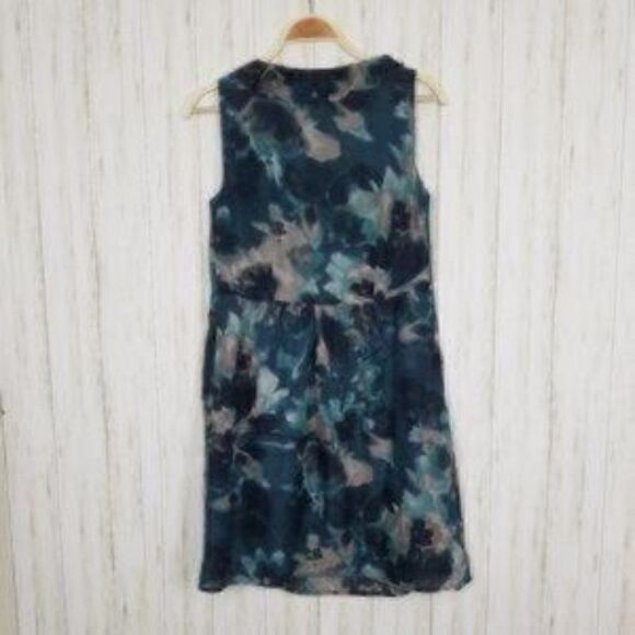 LOFT Teal Ruffled Sleeveless Printed Shift Dress - Picture 5 of 5